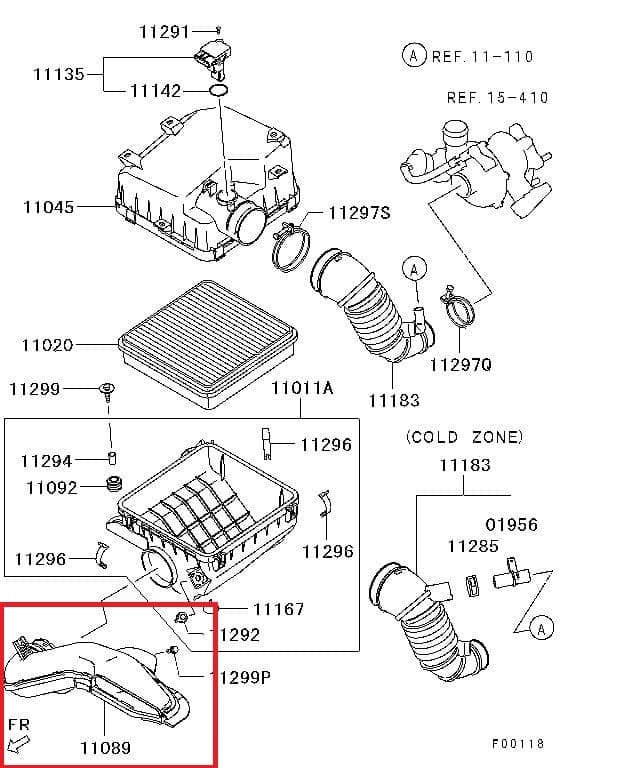 MITSUBISHI L200- PICK UP- 06/15; HAVA FİLTRE KUTUSU ALT GİRİŞ BORUSU (ORİJİNAL) thumbnail 2