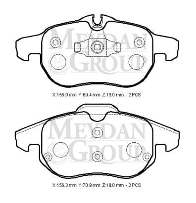 SAAB 9 5- 04/06; ÖN FREN BALATASI (KABLOSUZ)(DİSK) (155X69,4X19/15;6,3X70,9X19)(BRAMAX) thumbnail 4