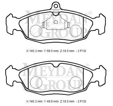 OPEL VECTRA- A- 88/95; ÖN FREN BALATASI 1,6/1,8(KABLOSUZ)DİSK(140,2X58,5X16,5/14;0,2X48X16,5)(BRAMAX thumbnail 4