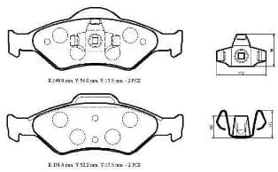 FORD FIESTA- 96/99; ÖN FREN BALATASI 1,0/1,3/1,4/1,8 (DİSK) (149,9X54X17,5/15;1,4X52,2X17,5)(BRAMAX) thumbnail 2