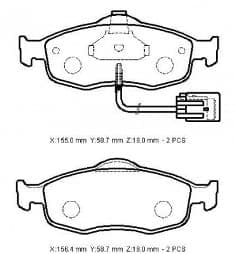 FORD MONDEO- 93/00; ÖN FREN BALATASI (2 KABLOLU) (DİSK) (155X58,7X18/15;6.4X58.7X18) (BRAMAX) thumbnail 4