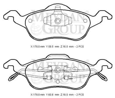 FORD FOCUS- SD/HB- 98/05; ÖN FREN BALATASI 1,4/1,6/1,8/2,0 (DİSK) (178X58,5X18/178X60,6X18) (BRAMAX) thumbnail 4